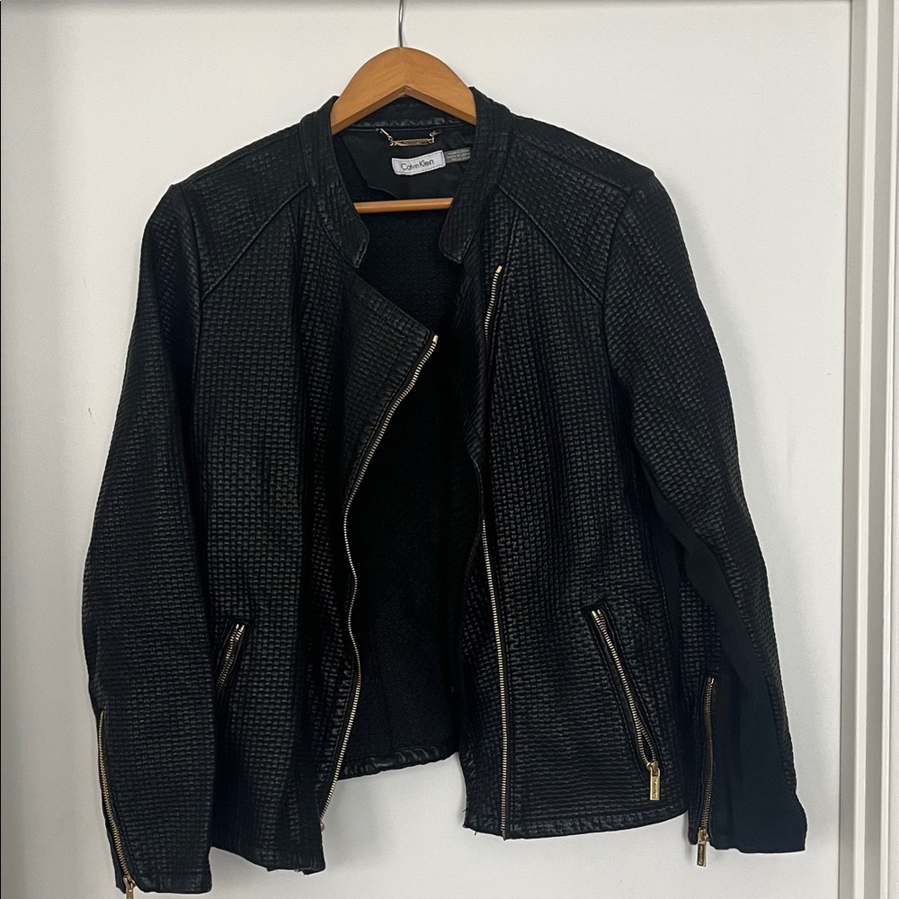 Calvin Klein Black Jacket with Gold Chain Detail